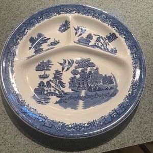 John Maddock and sons Blue Willow Divided Plate